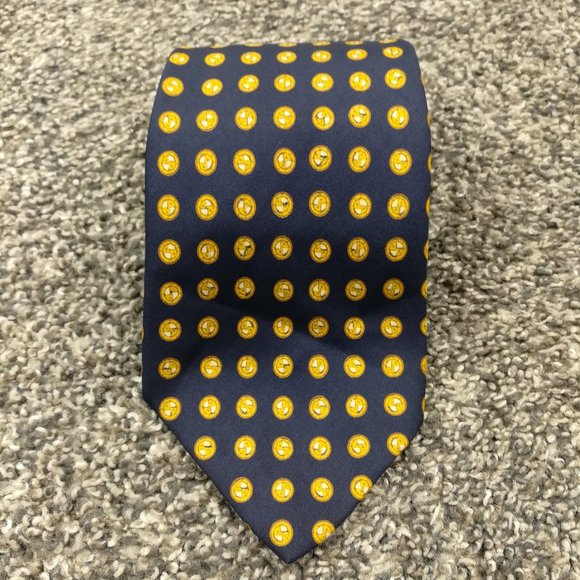 Vintage Brooks Brothers Makers Neck Tie Silk Gold Medallion England Made 55L